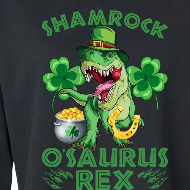 Shamrock T Rex St Patricks Day Cropped Pullover Crew