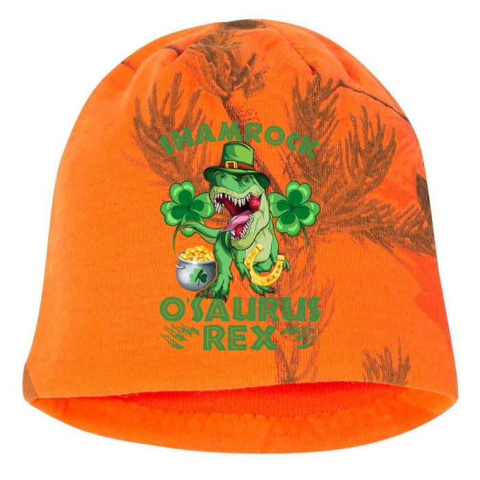 Shamrock T Rex St Patricks Day Kati - Camo Knit Beanie