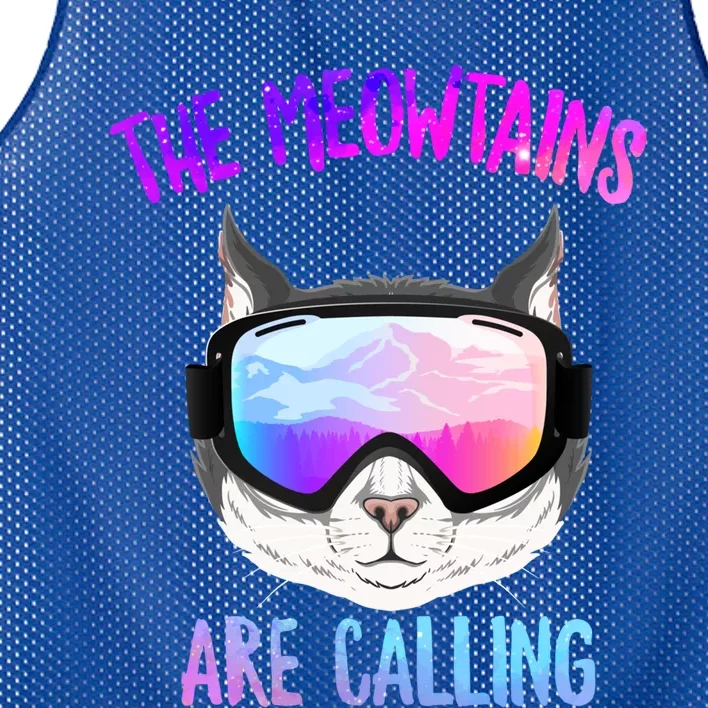 Ski Snowboard The Meowtains Calling Skiing Cat Mom Dad Skier Gift Mesh Reversible Basketball Jersey Tank