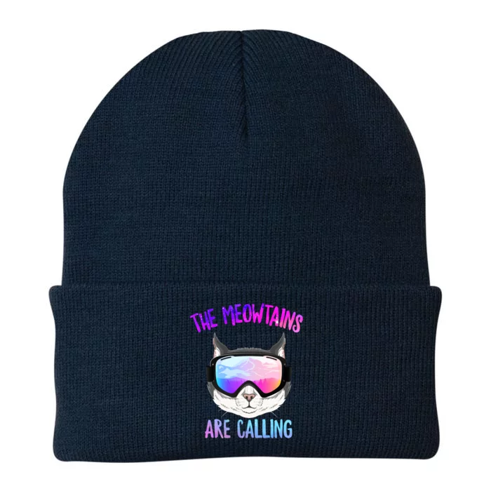 Ski Snowboard The Meowtains Calling Skiing Cat Mom Dad Skier Gift Knit Cap Winter Beanie