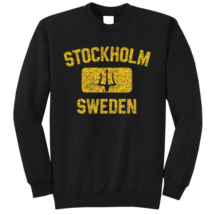 Stockholm Sweden Trident Gym Style Distressed Yellow Tall Sweatshirt