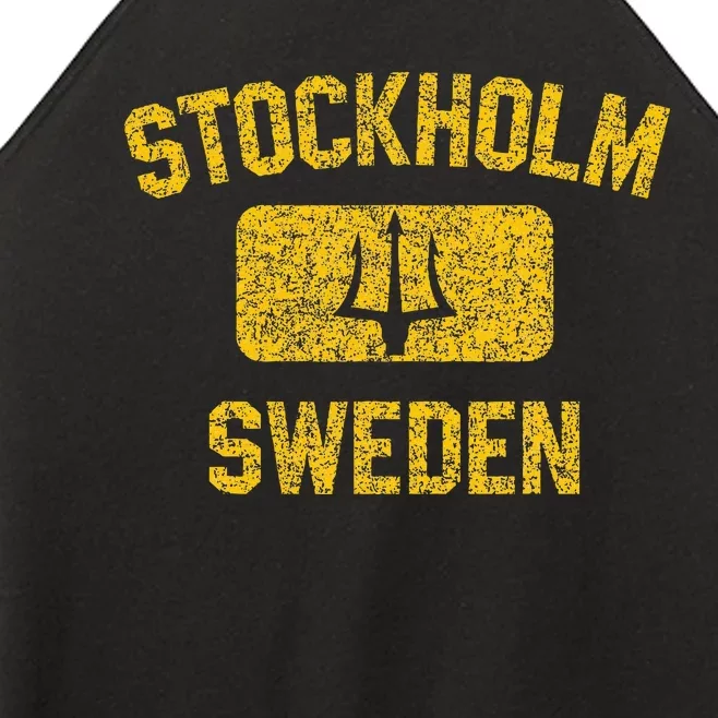 Stockholm Sweden Trident Gym Style Distressed Yellow Women’s Perfect Tri Rocker Tank