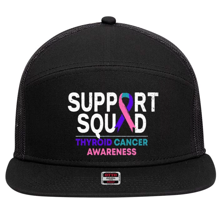 Support Squad Thyroid Cancer Awareness Month Ribbon Family 7 Panel Mesh Trucker Snapback Hat