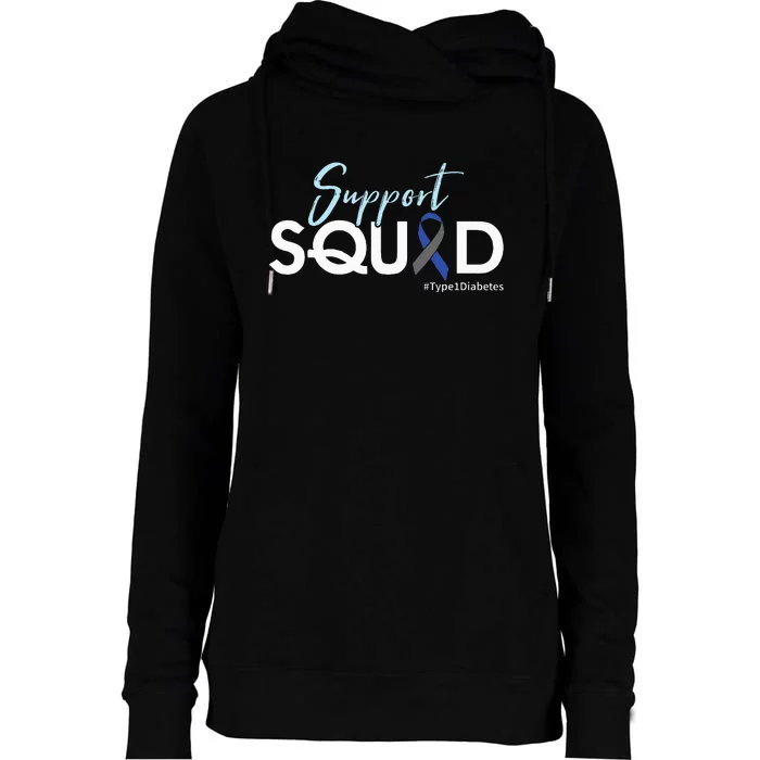 Support Squad Type 1 Diabetes Awareness Womens Funnel Neck Pullover Hood