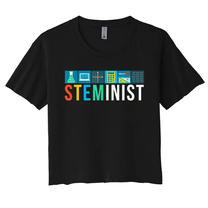 Steminist Science Technology Engineering Math STEM Women's Crop Top Tee