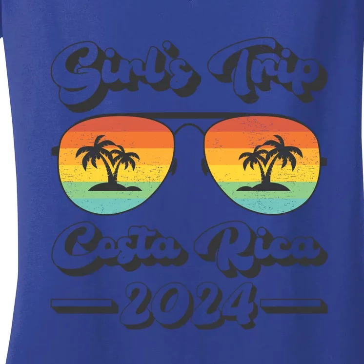 Summer Sunglasses Trip 2024 Costa Rica Beach Gift Women's V-Neck T-Shirt