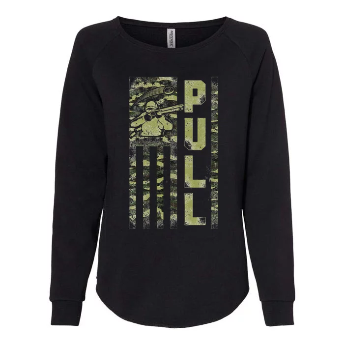 Shotgun Skeet Trap Clay Pigeon Shooting Camo Usa Flag Womens California Wash Sweatshirt