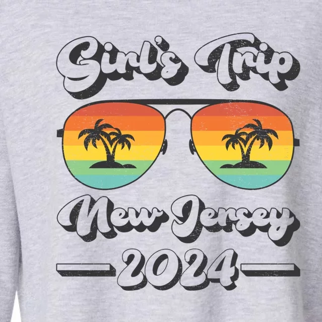 Summer Sunglasses Trip 2024 New Jersey Beach Cute Gift Cropped Pullover Crew