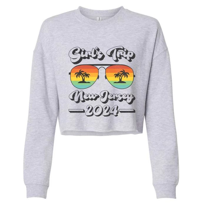 Summer Sunglasses Trip 2024 New Jersey Beach Cute Gift Cropped Pullover Crew