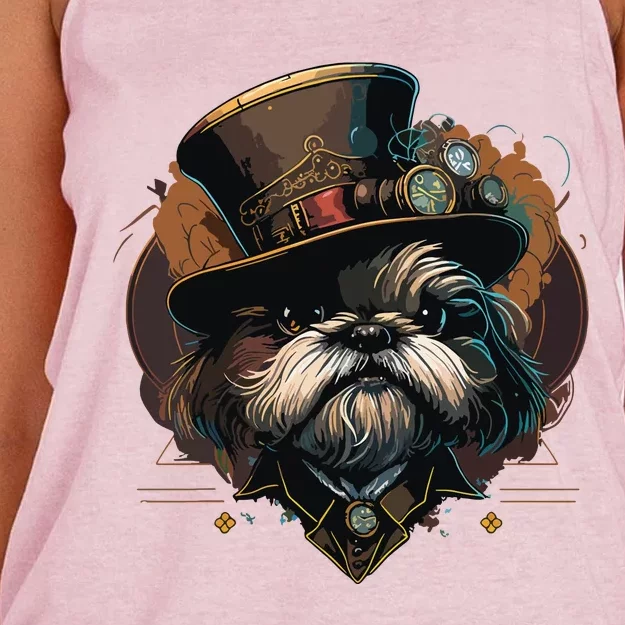 Steampunk Shih Tzu Women's Knotted Racerback Tank