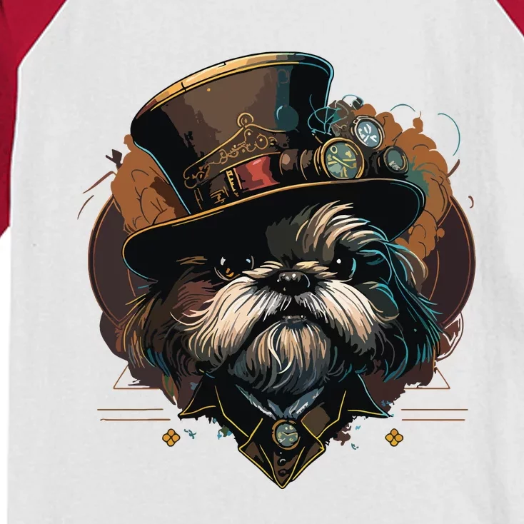 Steampunk Shih Tzu Kids Colorblock Raglan Jersey