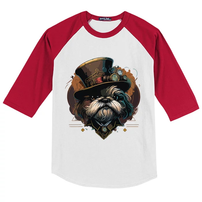 Steampunk Shih Tzu Kids Colorblock Raglan Jersey