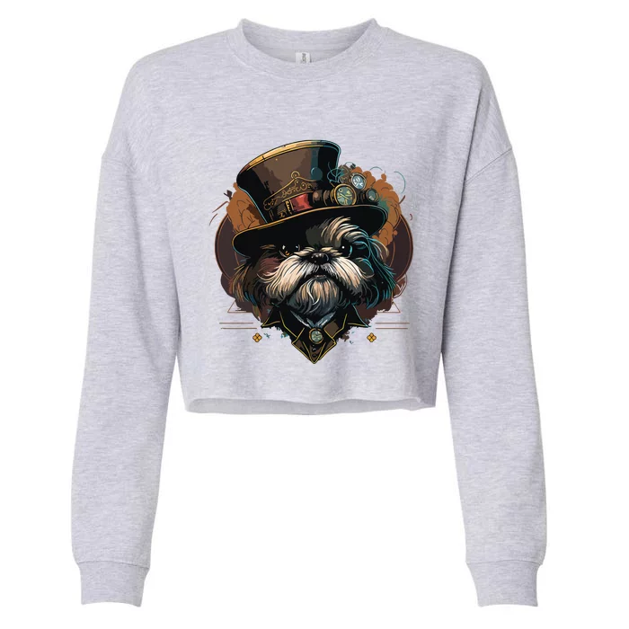 Steampunk Shih Tzu Cropped Pullover Crew