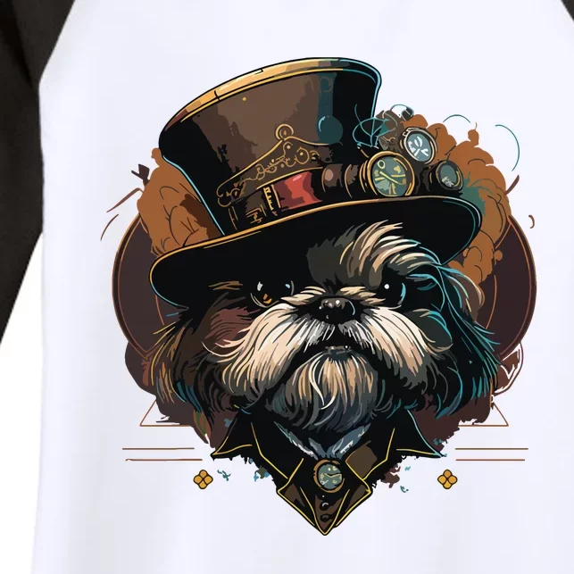 Steampunk Shih Tzu Women's Tri-Blend 3/4-Sleeve Raglan Shirt