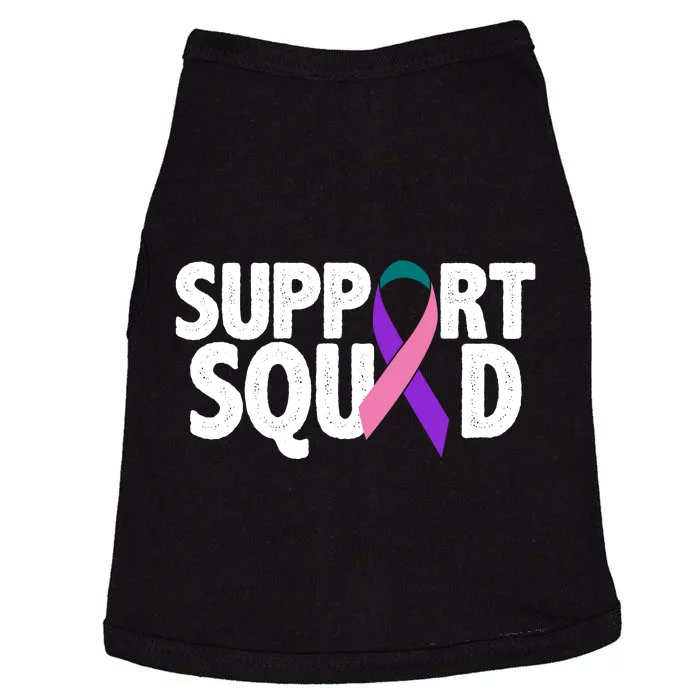 Thyroid Cancer Support Squad Teal Purple Pink Ribbon Doggie Tank