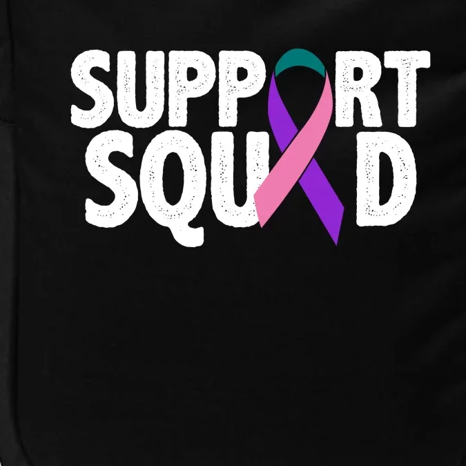 Thyroid Cancer Support Squad Teal Purple Pink Ribbon Impact Tech Backpack