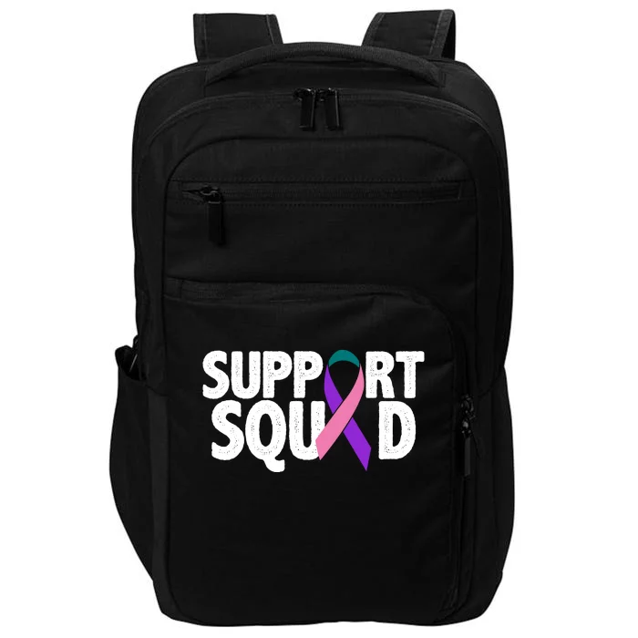 Thyroid Cancer Support Squad Teal Purple Pink Ribbon Impact Tech Backpack