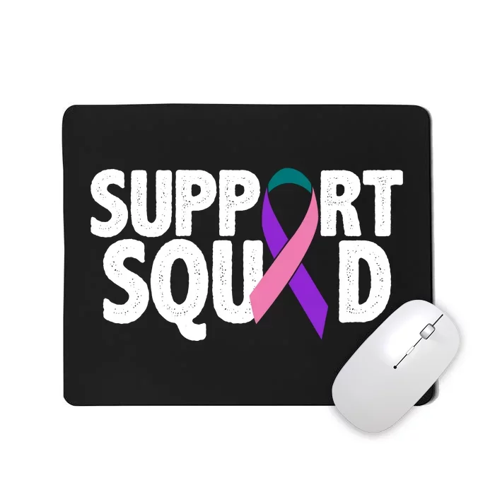 Thyroid Cancer Support Squad Teal Purple Pink Ribbon Mousepad