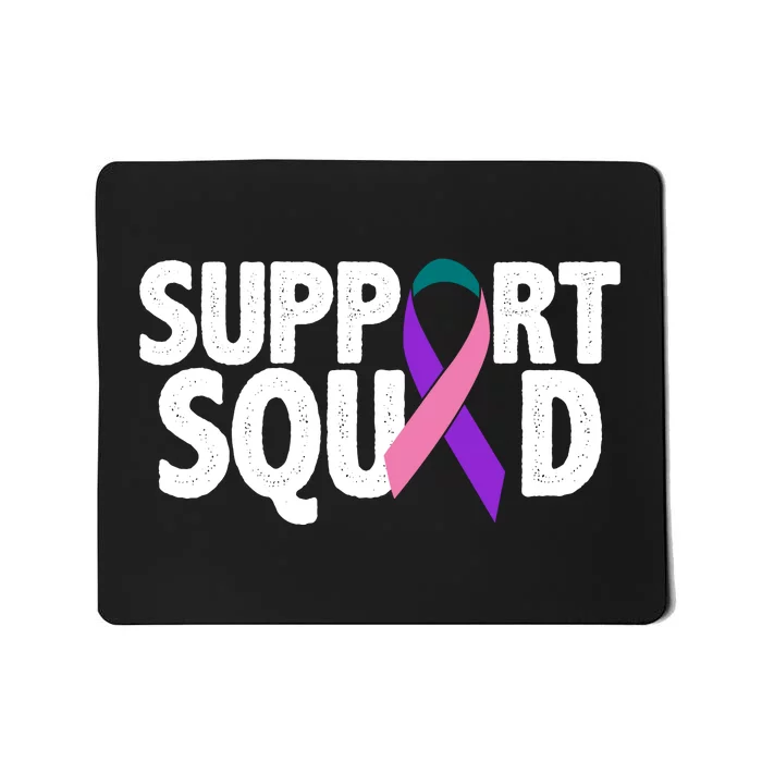 Thyroid Cancer Support Squad Teal Purple Pink Ribbon Mousepad