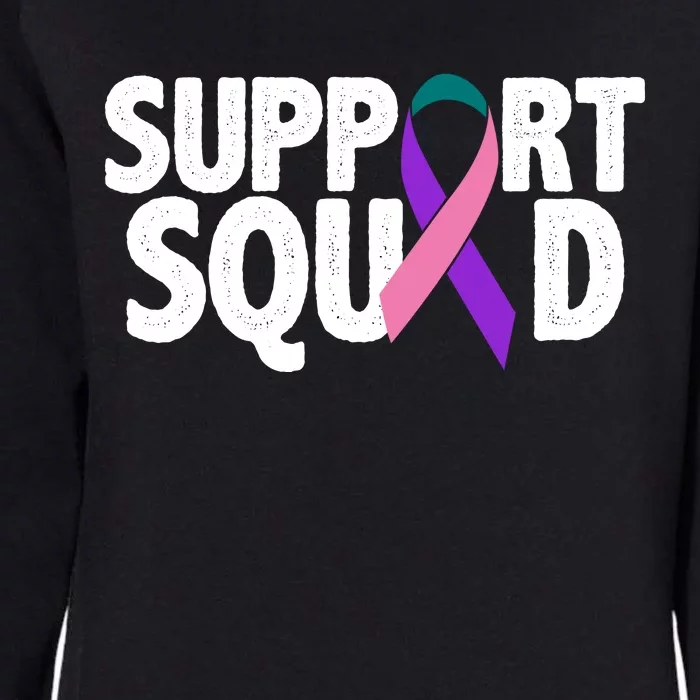 Thyroid Cancer Support Squad Teal Purple Pink Ribbon Womens California Wash Sweatshirt