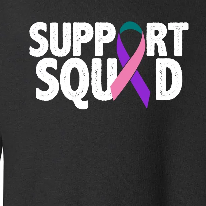 Thyroid Cancer Support Squad Teal Purple Pink Ribbon Toddler Sweatshirt