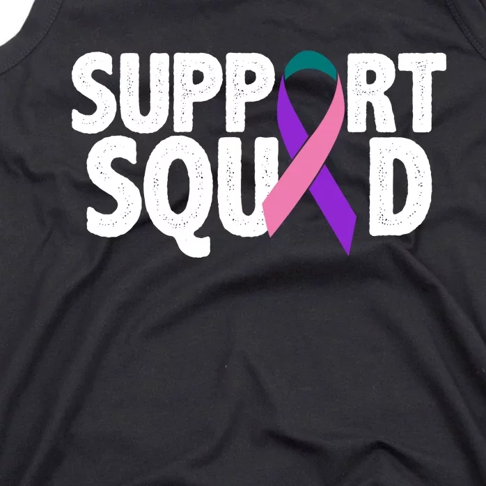 Thyroid Cancer Support Squad Teal Purple Pink Ribbon Tank Top