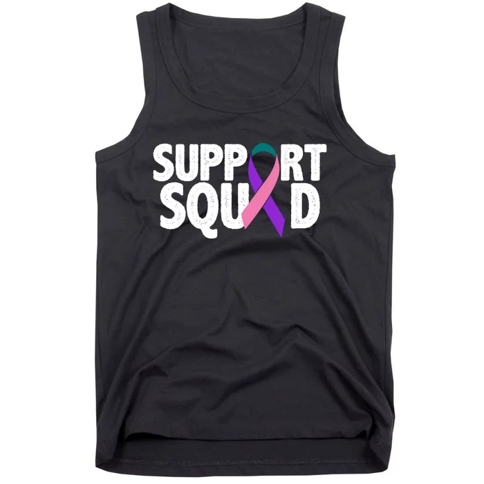 Thyroid Cancer Support Squad Teal Purple Pink Ribbon Tank Top