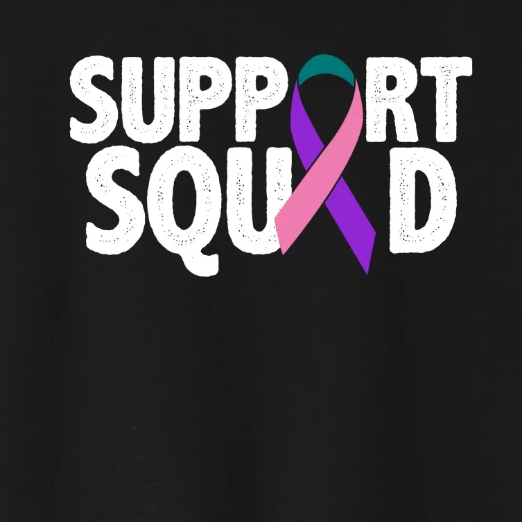 Thyroid Cancer Support Squad Teal Purple Pink Ribbon Women's Crop Top Tee