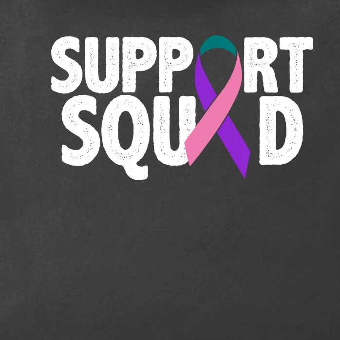 Thyroid Cancer Support Squad Teal Purple Pink Ribbon Zip Tote Bag