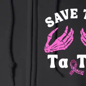 Skeleton Save The Tatas Unique Breast Cancer Awareness Full Zip Hoodie