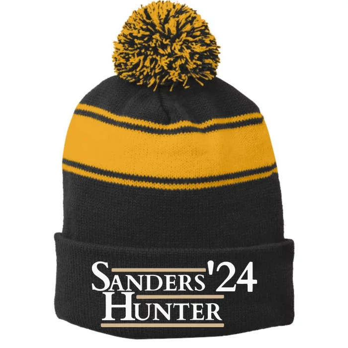 Shedeur Sanders Travis Hunter 2024 Colorado Football Coach Prime Game Stripe Pom Pom Beanie