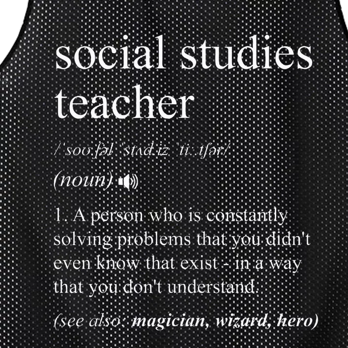 Social Studies Teacher Funny Dictionary Definition Mesh Reversible Basketball Jersey Tank