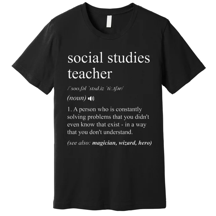 Social Studies Teacher Funny Dictionary Definition Premium T-Shirt