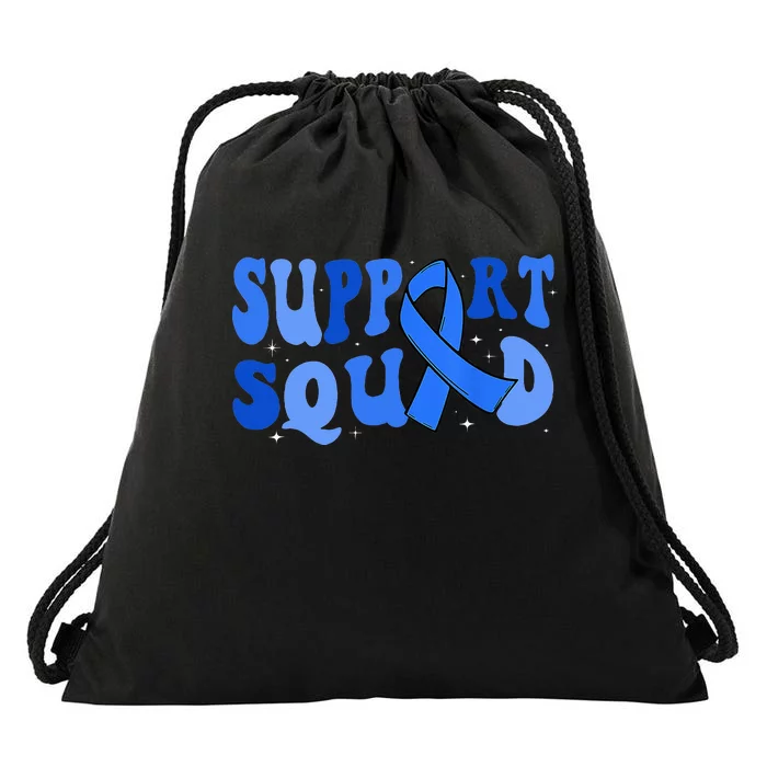 Support Squad Type 1 Diabetes Awareness T1d Blue Ribbon Drawstring Bag