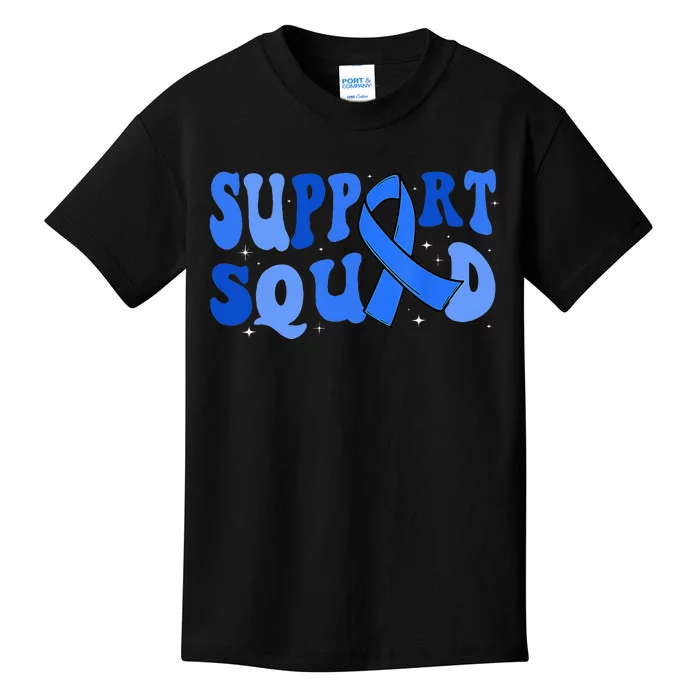 Support Squad Type 1 Diabetes Awareness T1d Blue Ribbon Kids T-Shirt