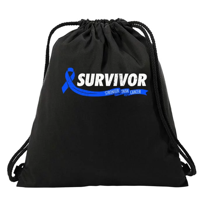 Survivor Stronger Than Cancer Colon Cancer Awareness Gift Drawstring Bag