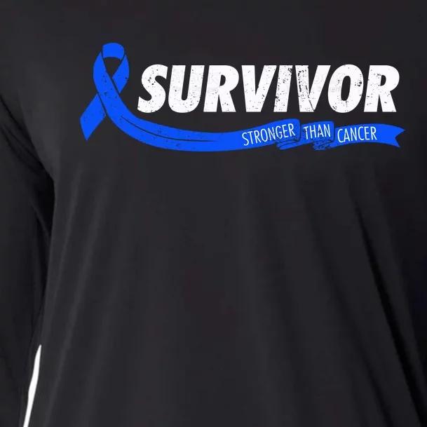 Survivor Stronger Than Cancer Colon Cancer Awareness Gift Cooling Performance Long Sleeve Crew