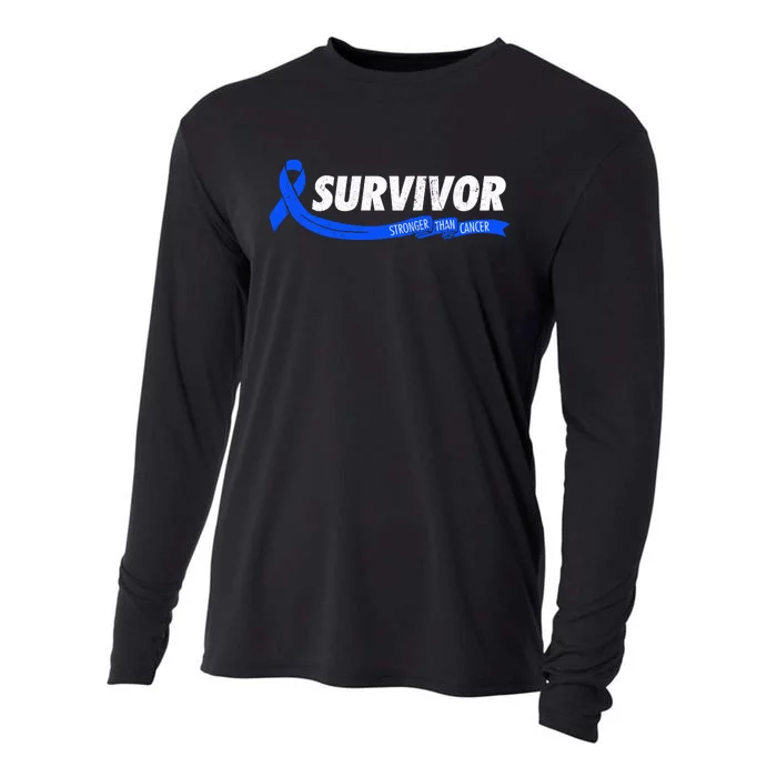 Survivor Stronger Than Cancer Colon Cancer Awareness Gift Cooling Performance Long Sleeve Crew