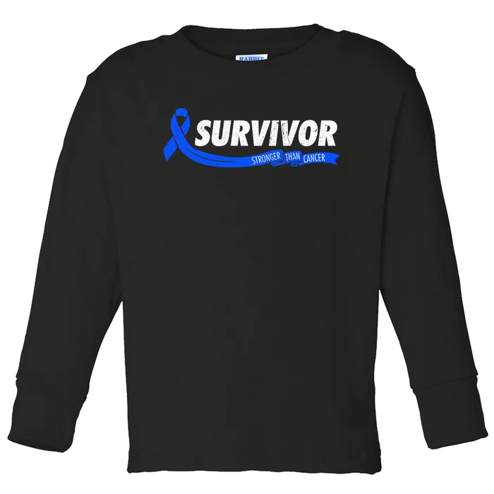 Survivor Stronger Than Cancer Colon Cancer Awareness Gift Toddler Long Sleeve Shirt