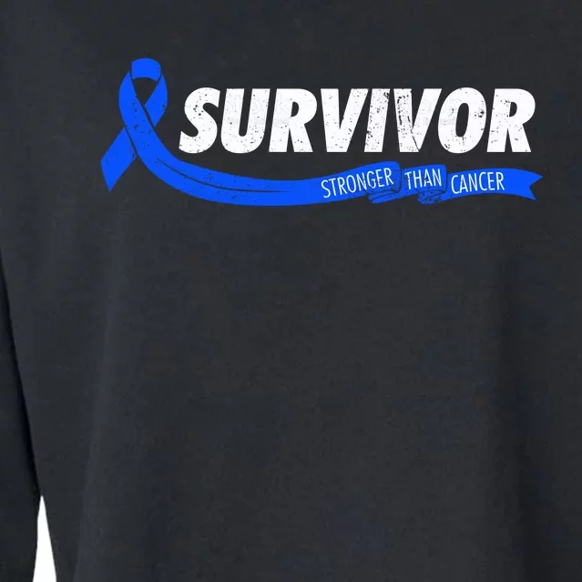 Survivor Stronger Than Cancer Colon Cancer Awareness Gift Cropped Pullover Crew