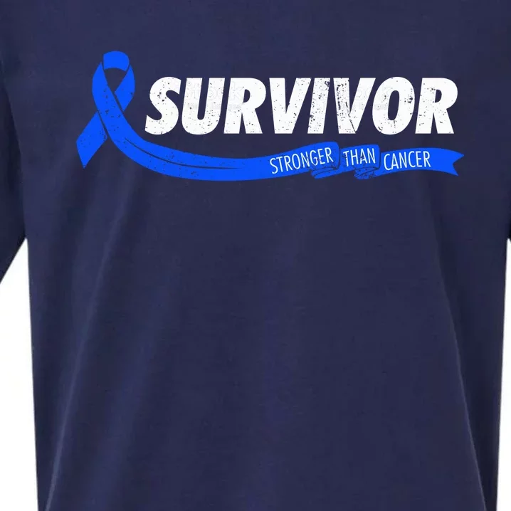 Survivor Stronger Than Cancer Colon Cancer Awareness Gift Sueded Cloud Jersey T-Shirt