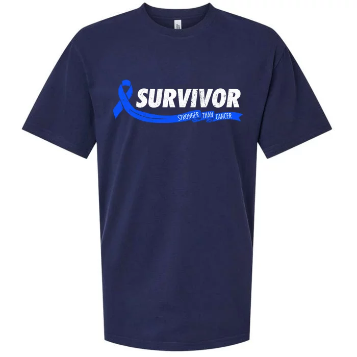 Survivor Stronger Than Cancer Colon Cancer Awareness Gift Sueded Cloud Jersey T-Shirt