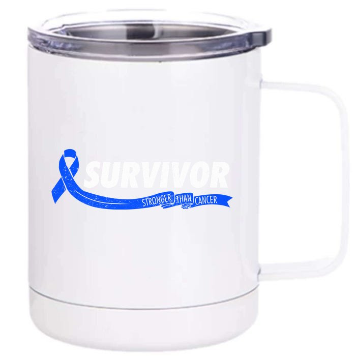 Survivor Stronger Than Cancer Colon Cancer Awareness Gift Front & Back 12oz Stainless Steel Tumbler Cup