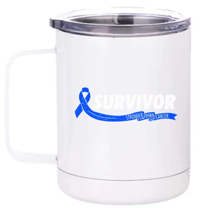 Survivor Stronger Than Cancer Colon Cancer Awareness Gift Front & Back 12oz Stainless Steel Tumbler Cup