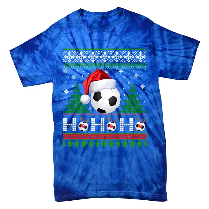 Santa Soccer Ugly Christmas Sweater Soccer Xmas Gift Tie-Dye T-Shirt