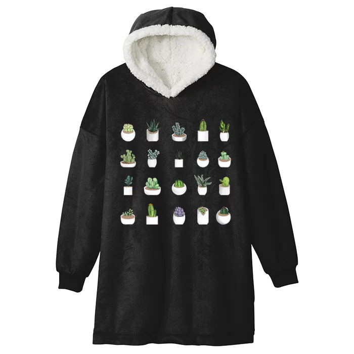 Succulents Hooded Wearable Blanket