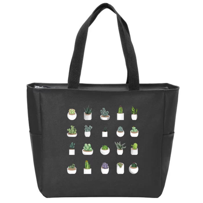 Succulents Zip Tote Bag