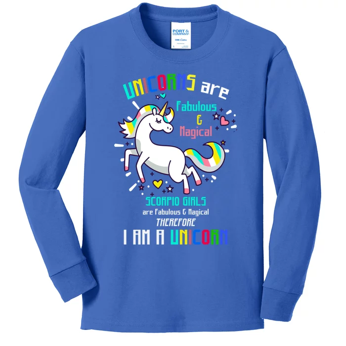 Scorpio Sign Unicorns Scorpio Are Fabulous Birth Gift Kids Long Sleeve Shirt