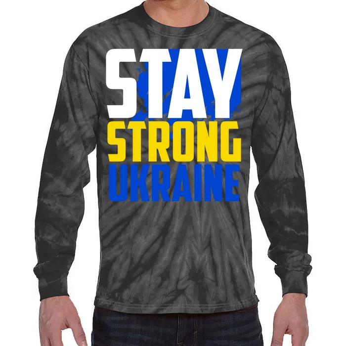 Stay Strong Ukraine Tie-Dye Long Sleeve Shirt