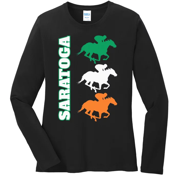 Saratoga Springs Upstate New York Horse Racing Ladies Long Sleeve Shirt